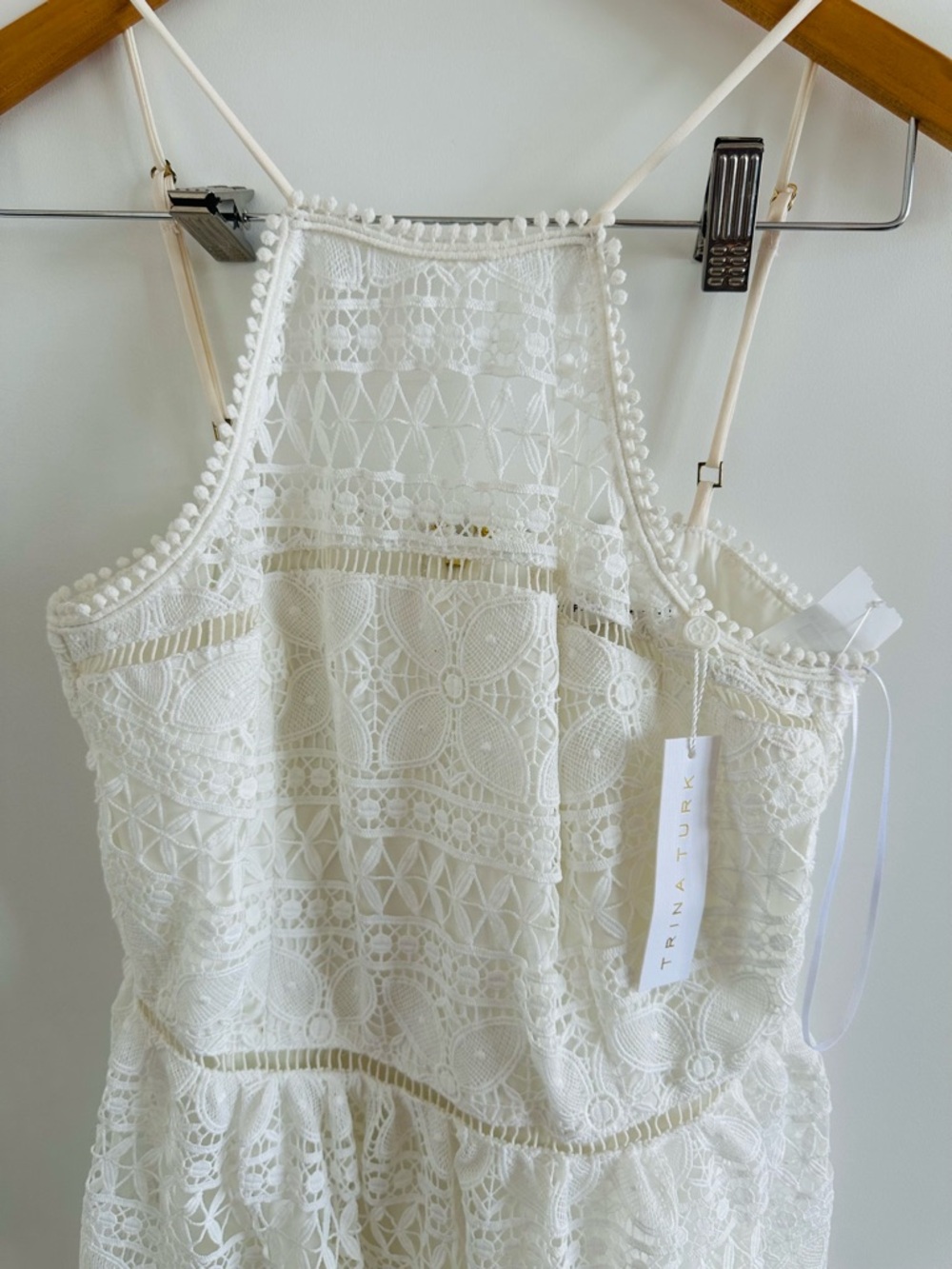 Trina Turk White Crochet Halter Midi Dress - Picture 5 of 7